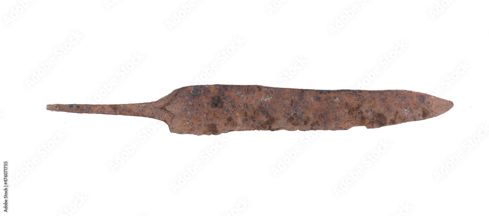 ancient rusty arrowhead isolated on white background ancient rusty arrowhead isolated on white background