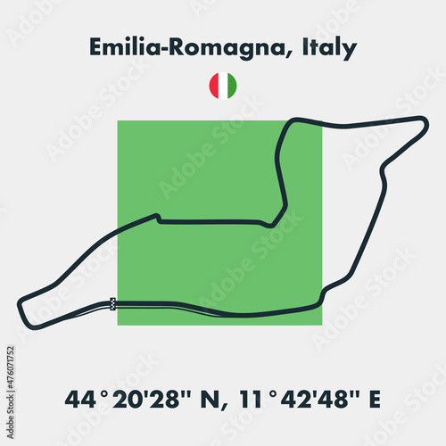 Race tracks, circuit for motorsport and auto sport. Emilla-Romagna, Italy.