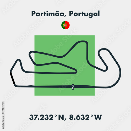 Race tracks, circuit for motorsport and auto sport. Portimao, Portugal.