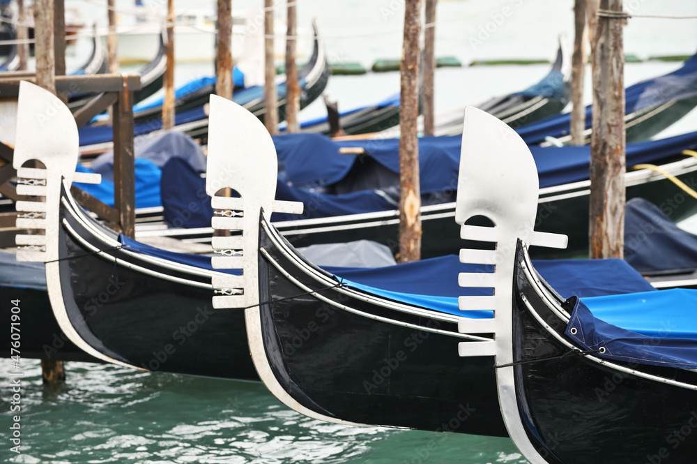 Noses of gondolas, Venice