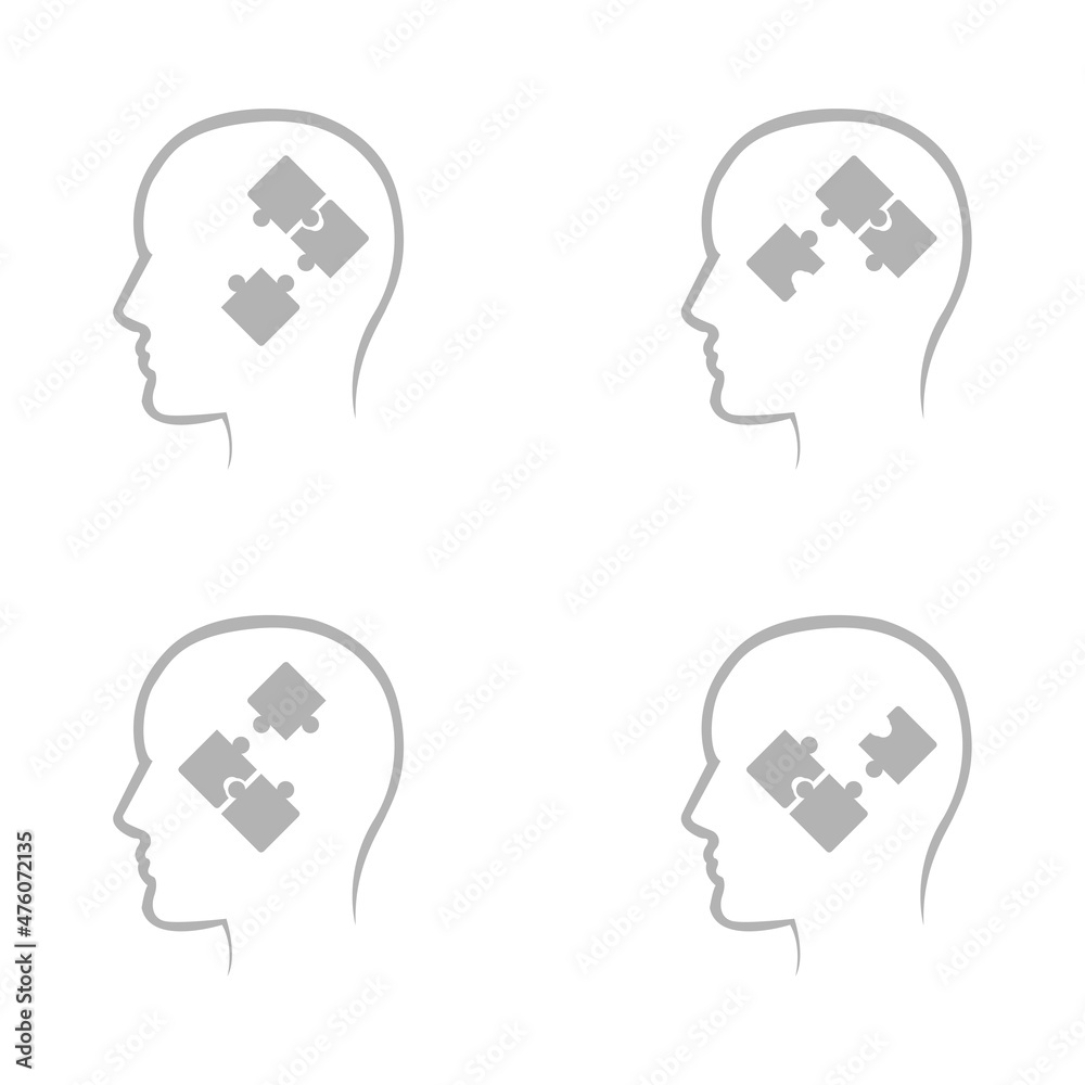head icon and puzzle ideas on a white background, vector illustration
