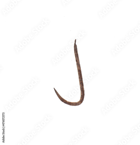 ancient fish hook isolated on white background
