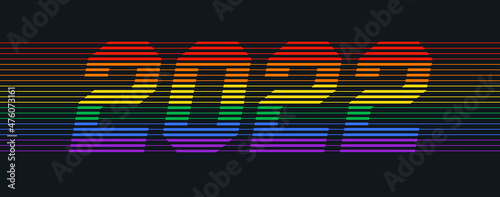 Vector logo 2022 sports lettering. 2022 gay pride month vector concept. Festive numbers design. Lettering 2022 lgbt vector concept EPS 10