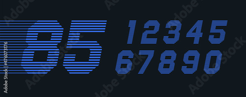 Fast speed sports numbers logos set. Vector elements for sportswear, t-shirts, banners, cards, labels or posters.
