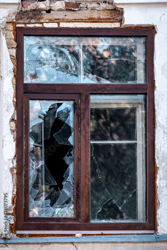 window with broken glass