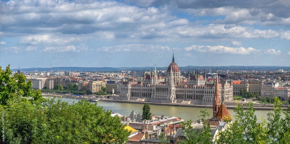Danube river and Parliament building in Budapest, Hungary