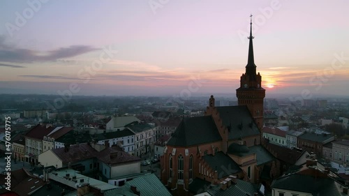 Wallpaper Mural Panoramic View of Tarnow Old Town and Cathedral at Sunset . Drone Aerial View in Real Time Torontodigital.ca