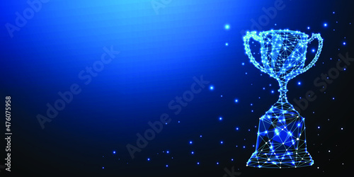 Trophy cup. Abstract 3d trophy wreath laurel isolated background. © jittawit.21