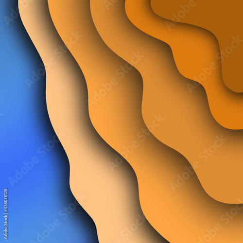 Soil layer ground and blue background, geology earth illustration art and water look like sand beach and sea