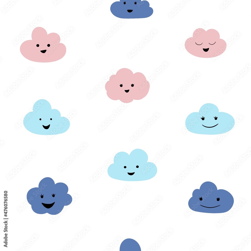 set of cute clouds, pattern with clouds