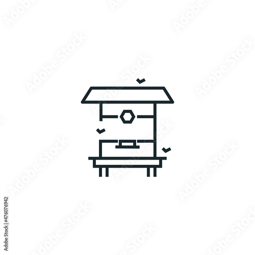  Bee yard thin line icon stock illustration.Beekeeping and apiary-related icon.