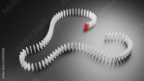 Dominó effect conceptual image that can represent economic crisis, business concept, chain reaction or prevention. 3d representation of the game called domino or dominoes. photo