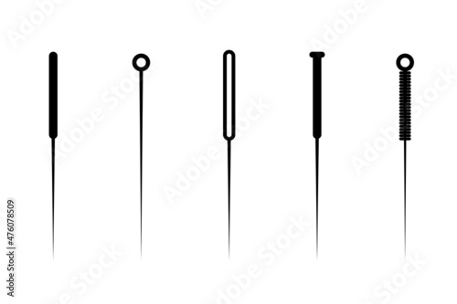 Acupuncture icon set. Chinese needle alternative medicine and treatment symbol collection. Medical vector eps illustration photo