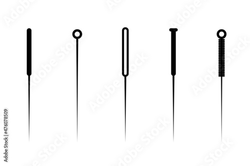 Acupuncture icon set. Chinese needle alternative medicine and treatment symbol collection. Medical vector eps illustration