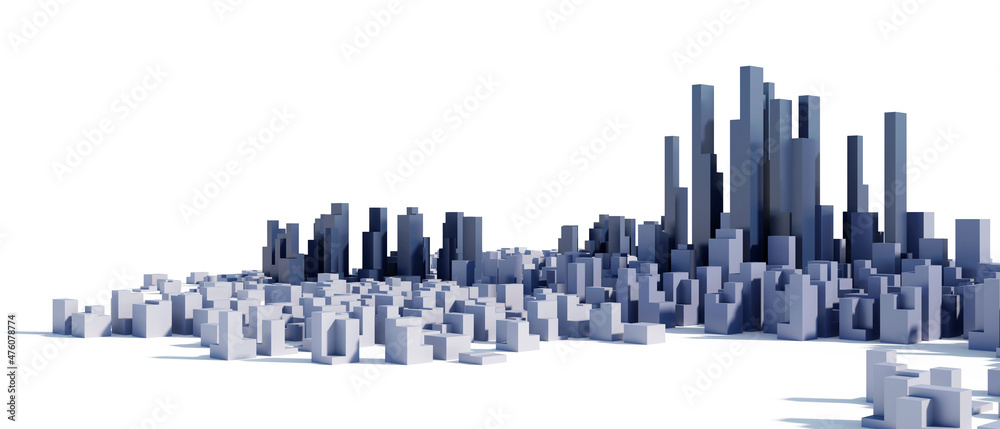 Schematic city metropolis. Modern Business City on white background