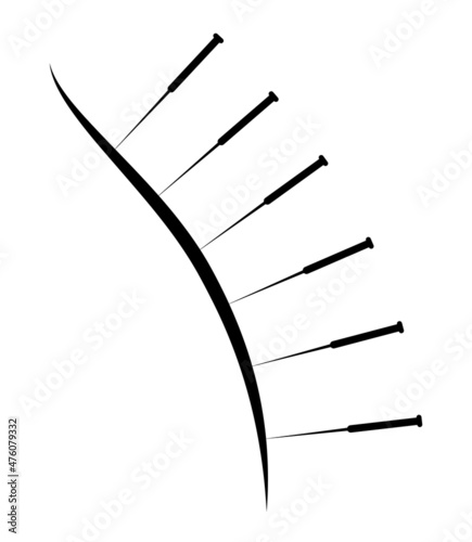 Acupuncture logo template. Chinese needles on back alternative medicine and treatment logotype. Medical vector isolated eps illustration