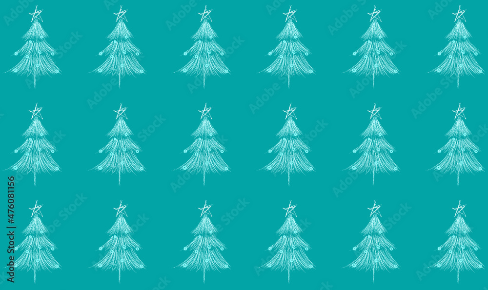 Christmas tree pattern. Seamless Christmas background with decorative Christmas trees. Simple Christmas Tree Pattern.