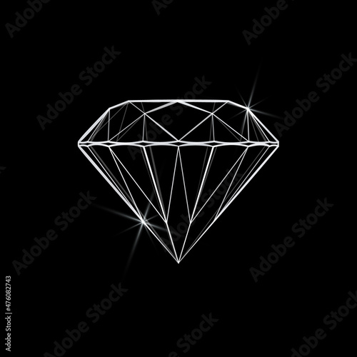 Diamond on black background - vector