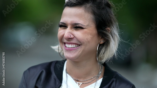 Photography Woman spontaneous laughing and smiling