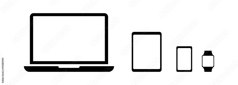 Gadgets device icon set. Laptop, tablet, smartphone and smart watches icon set. Vector line icon for Business and Advertising Gadgets device icon set. Laptop, tablet, smartphone and smart watches icon set. Vector line icon for Business and Advertising
