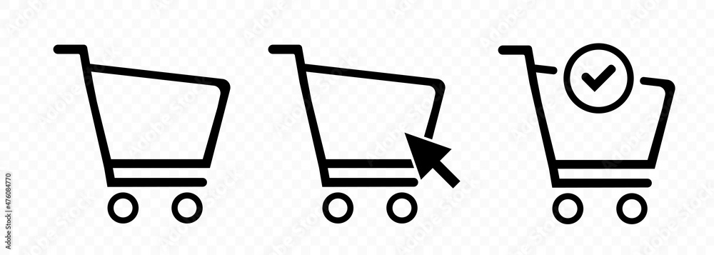 Add to cart icon set. Online shopping. Place an order. Vector line icon for Business and Advertising Add to cart icon set. Online shopping. Place an order. Vector line icon for Business and Advertising