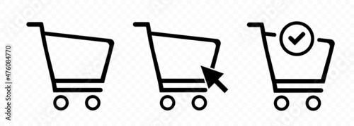 Add to cart icon set. Online shopping. Place an order. Vector line icon for Business and Advertising