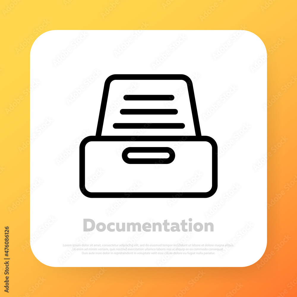 Documentation icon. File information icon. Vector line icon for Business and Advertising
