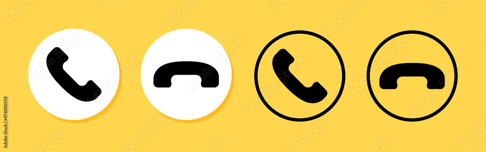 Phone Answer Call Icon Answer or decline phone call icon set. Incoming call. Vector line icon ...
