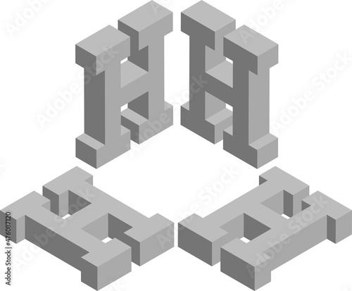 Isometric letter H. Template for creating logos  emblems  monograms