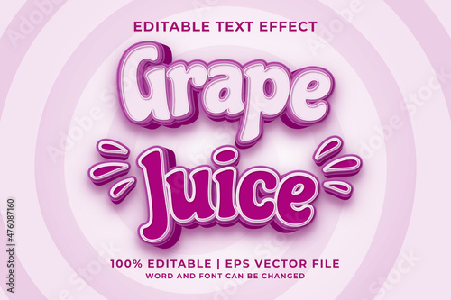 Editable text effect - Grape Juice 3d template style premium vector
