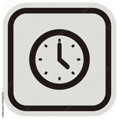 attendance  management, hours, black vector icon at gray and black frame
 photo
