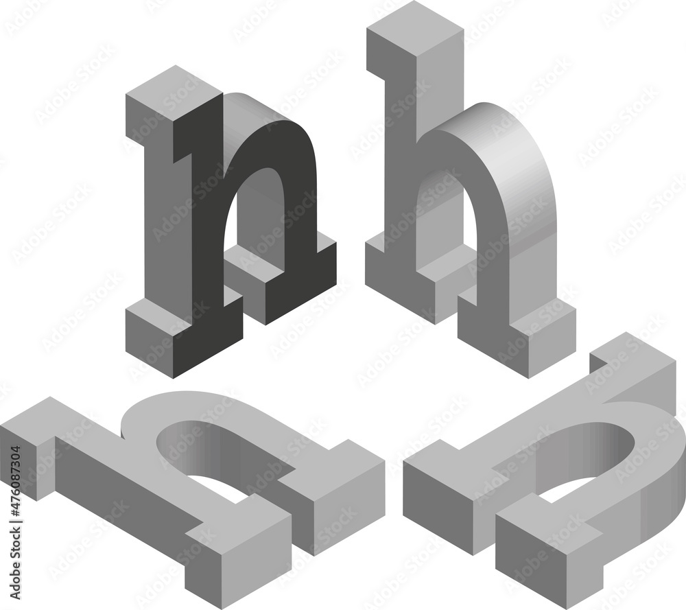 Isometric letter h. Template for creating logos, emblems, monograms Isometric letter h. Template for creating logos, emblems, monograms