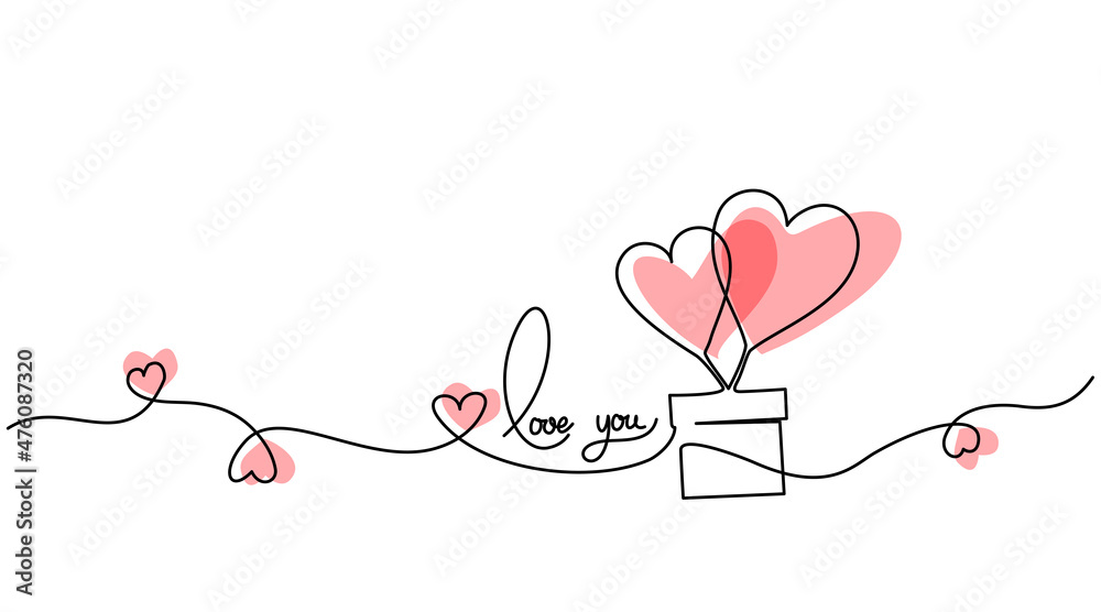 Valentines day card decoration. Hearts balloons. Love concept - obrazy, fototapety, plakaty 