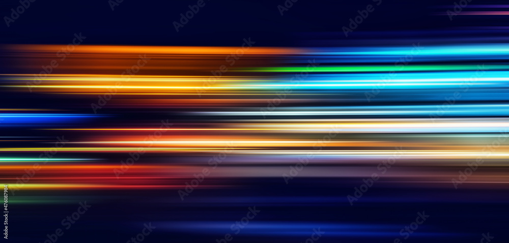 Abstract Rainbow light trails on the dark blue background. Motion blur illustration design. Abstract Rainbow light trails on the dark blue background. Motion blur illustration design.