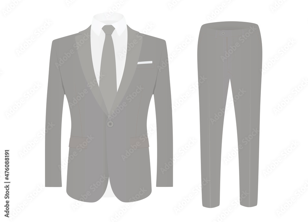 Grey tie, white shirt and grey suit. close up. vector Grey tie, white shirt and grey suit. close up. vector