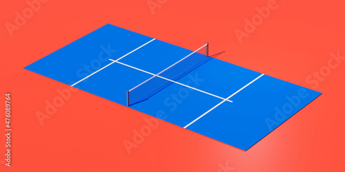 Padel court 3d rendering . Paddle Tennis court