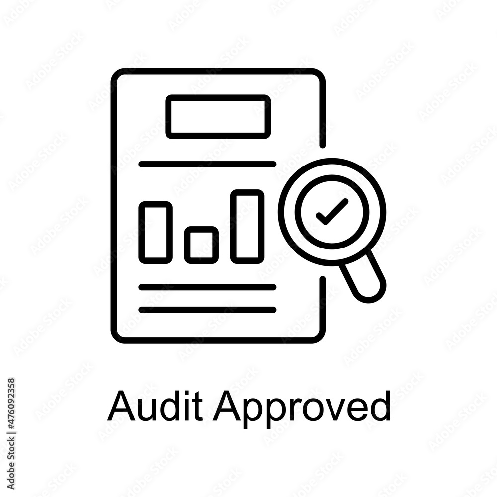 Audit Approved vector outline icon for web isolated on white background EPS 10 file Audit Approved vector outline icon for web isolated on white background EPS 10 file