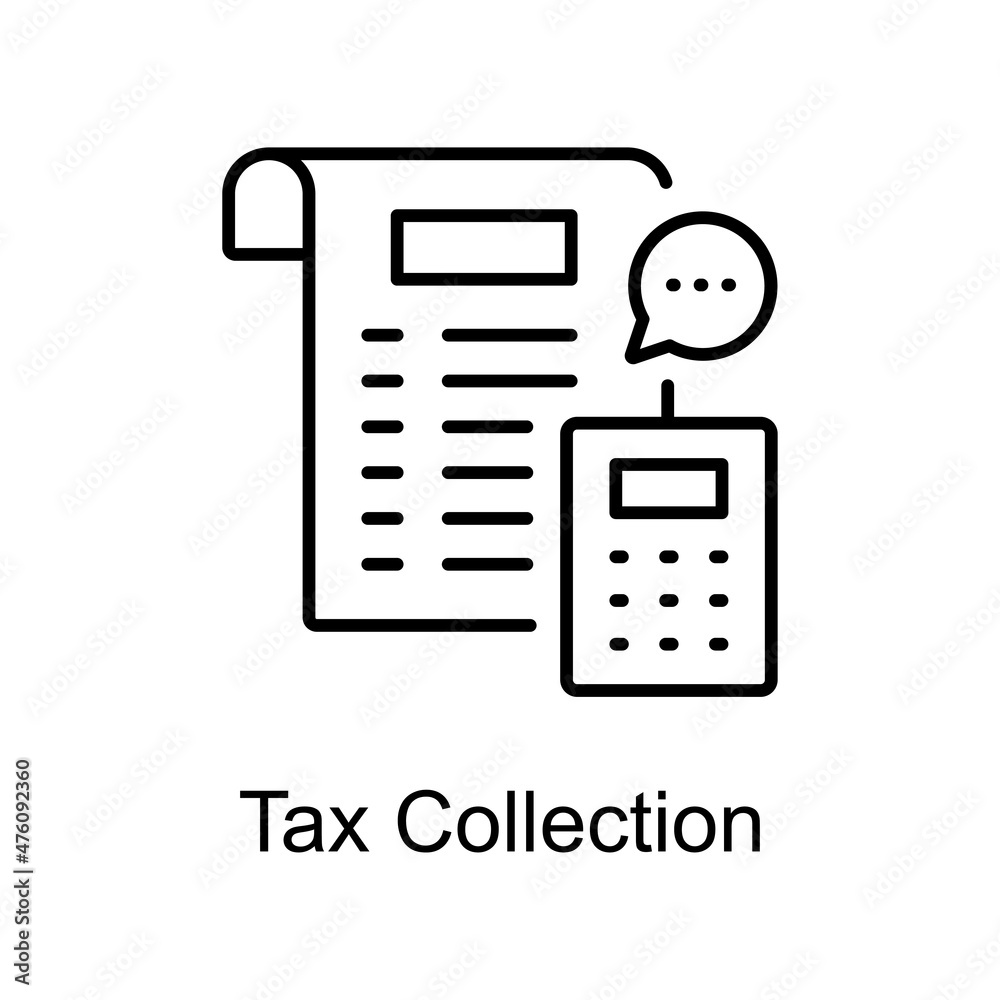 Tax Collection vector outline icon for web isolated on white background EPS 10 file Tax Collection vector outline icon for web isolated on white background EPS 10 file