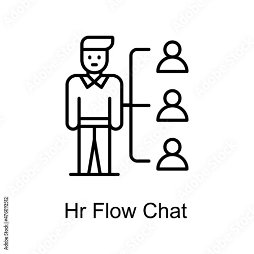 Hr Flow Chart vector outline icon for web isolated on white background EPS 10 file