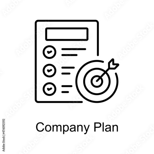 Company Plan vector outline icon for web isolated on white background EPS 10 file