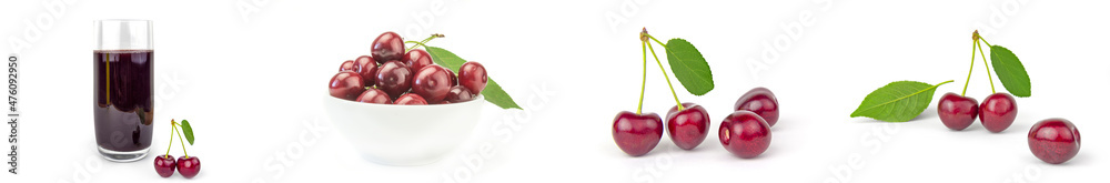 Set of Cherry on a isolated white background Set of Cherry on a isolated white background
