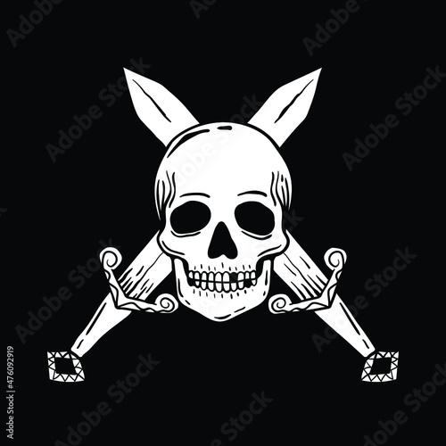 skull sword,hand drawn illustrations. for the design of clothes, jackets, posters, stickers, souvenirs etc.