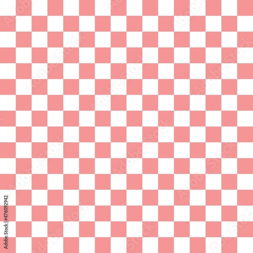 Pink and white checkerboard seamless pattern background. Vector illustration.