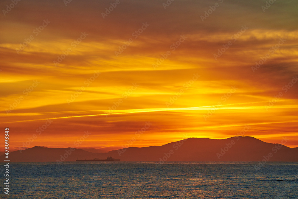 View of the dusk from the Castro Urdiales, Cantabria community, spain View of the dusk from the Castro Urdiales, Cantabria community, spain