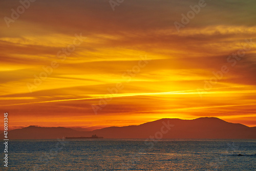 View of the dusk from the Castro Urdiales, Cantabria community, spain