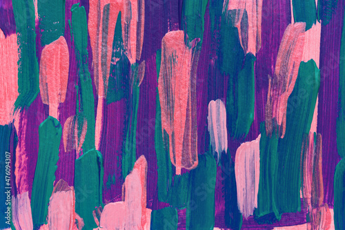Pink turquoise purple neon acrylic. Futuristic psychedelic abstract background. Mixed texture of summer paint. Bright acrylic painting. Modern design background, close-up brush strokes. Copy space
