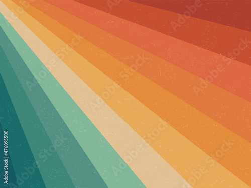 Retro seventies stripes sunrays vector background design photo
