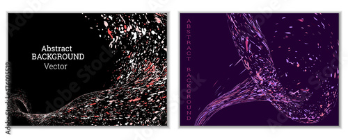 Multicolored paint splashes, smears, dust particles and debris are carried by the wind. A set of two templates. Design template for the design of banners, posters, booklets, covers, magazines. EPS 10