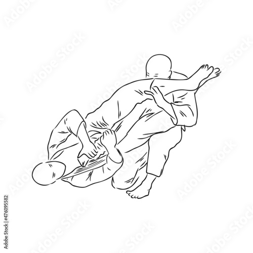 Brazilian Jiu Jitsu Technique in Vector Illustration