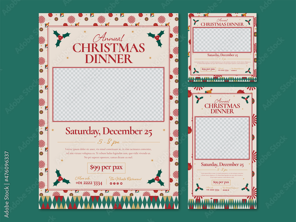Christmas Dinner Flyer template Stock Vector | Adobe Stock